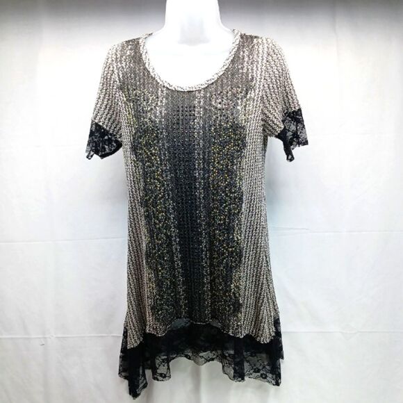 Tops - Vocal USA Rayon Blend Knit Tunic/ Dress with Bead Embellished Front Small.